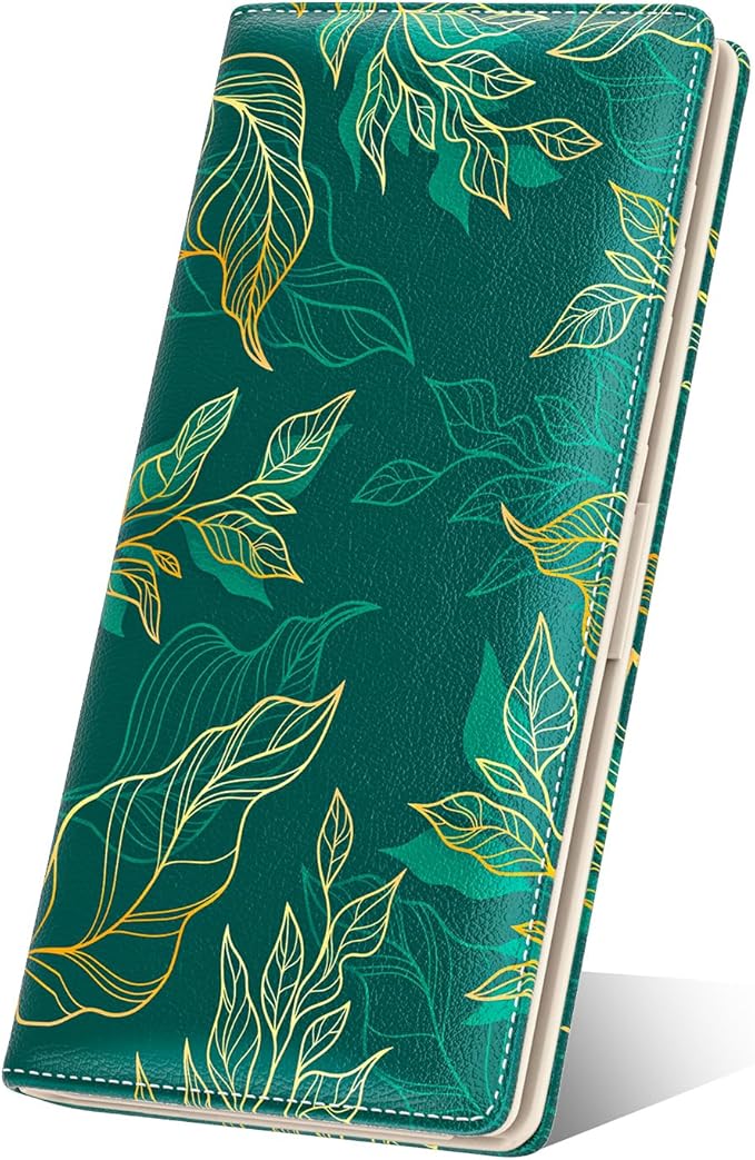Nipichsha Womens Wallet, RFID Slim Wallets for Women, Thin Ladies Credit Card Holder Purse, Cute Leather Bifold Clutch Billfold with 11 Card Slots & ID Window, Luxury Green Leaf