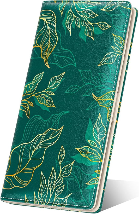 Nipichsha Womens Wallet, RFID Slim Wallets for Women, Thin Ladies Credit Card Holder Purse, Cute Leather Bifold Clutch Billfold with 11 Card Slots & ID Window, Luxury Green Leaf