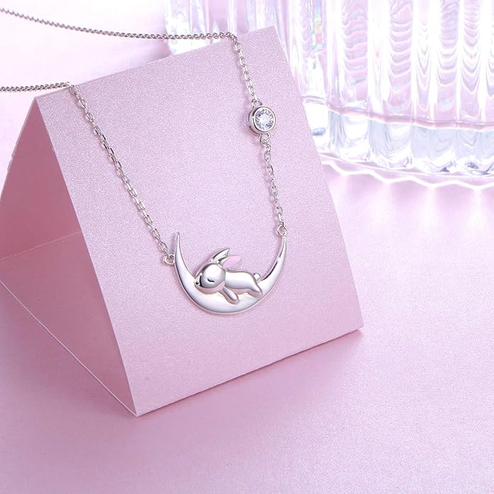 FLYOW 925 Sterling Silver Jewelry Cute Animal Pendant Necklace for Women Birthday Graduation Valentine's Day Gifts