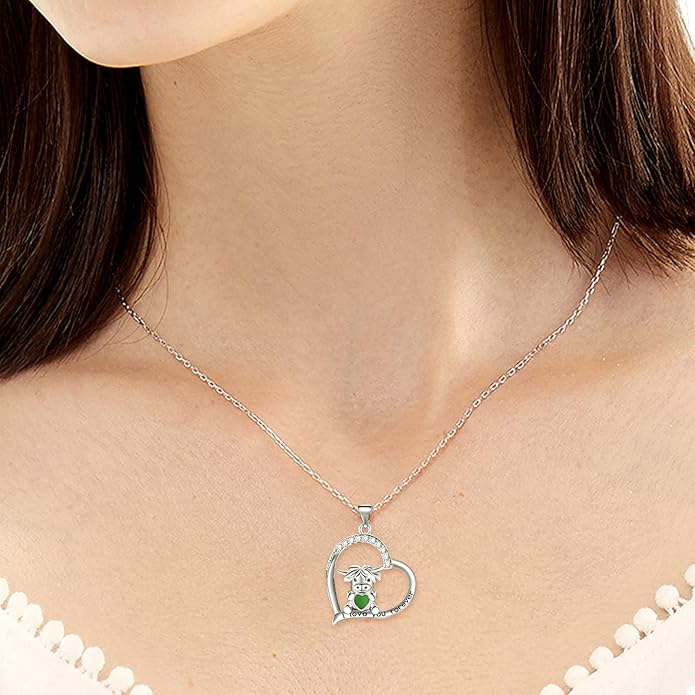 Penguin/Elephant/Frog Mushroom/Cat/Fox/Highland Cow/Axolotl/Yorkie Necklace Jewelry for Women Birthday Christmas Gifts