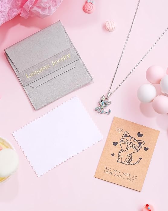 Lanqueen Kitty Cat Pendant Necklace Jewelry for Women Girls Cat Lover Gifts Daughter Loved Necklace