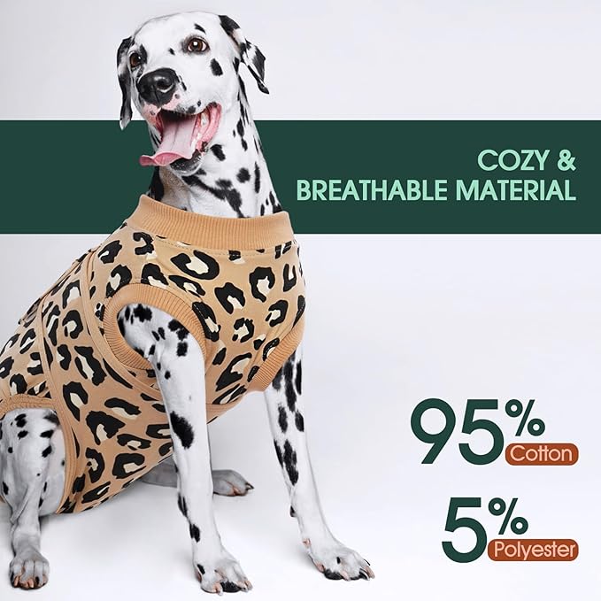 Kuoser Dog Recovery Suit for Dogs After Surgery,Professional Surgical Onesie for Female Male Dogs Spay Neuter,Soft Dog Surgery Suit Bodysuit for Abdominal Wounds Skin Disease,Coffee Leopard 2XL