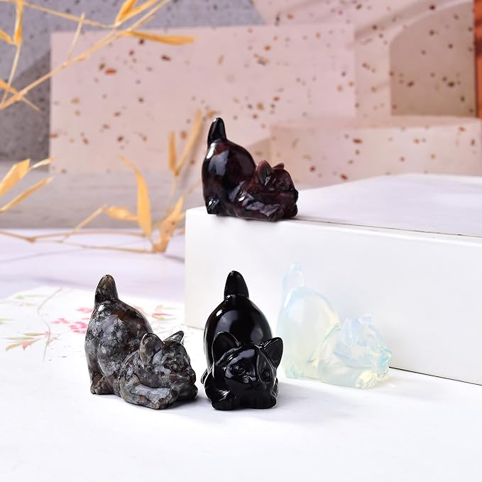 Natural Obsidian Cat Decor Statue Crystals and Healing Stones Cat Figurine Polished Gemstones Bedroom Office Desk Home Decoration A Lucky Decoration for Cat Lover
