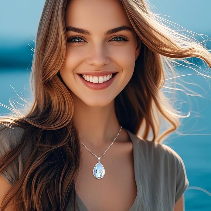 LUHE Moonstone Necklace 925 Sterling Silver Fox/Axolotl/Cat/Raccoon/Penguin/Frog/Panda/Highland Cow Pendant Necklace Animal Jewelry Gifts for Women