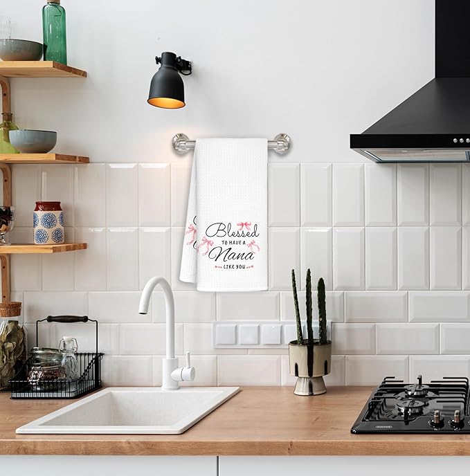 Coquette Pink Bow Nana Kitchen Towels Decorative, Nana Grandma from Grandkids Dish Towels, Best Grandma Gifts Hand Towels Drying Cloth for Kitchen Bathroom Decor, 16x24 Inch