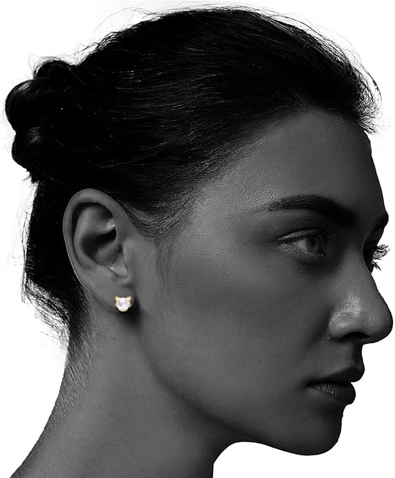 Rabbit Cat Earrings Freshwater Pearl Earrings Sterling Silver Stud Earrings for Women Gifts