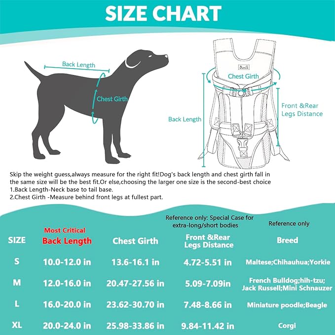 Lukovee Dog Backpack Carrier, Legs Out Easy-fit Dog Front Carrier for Small Medium Dogs,Adjustable Hands Free Dog Chest Carrier for Hiking Cycling (Black,X-Large)