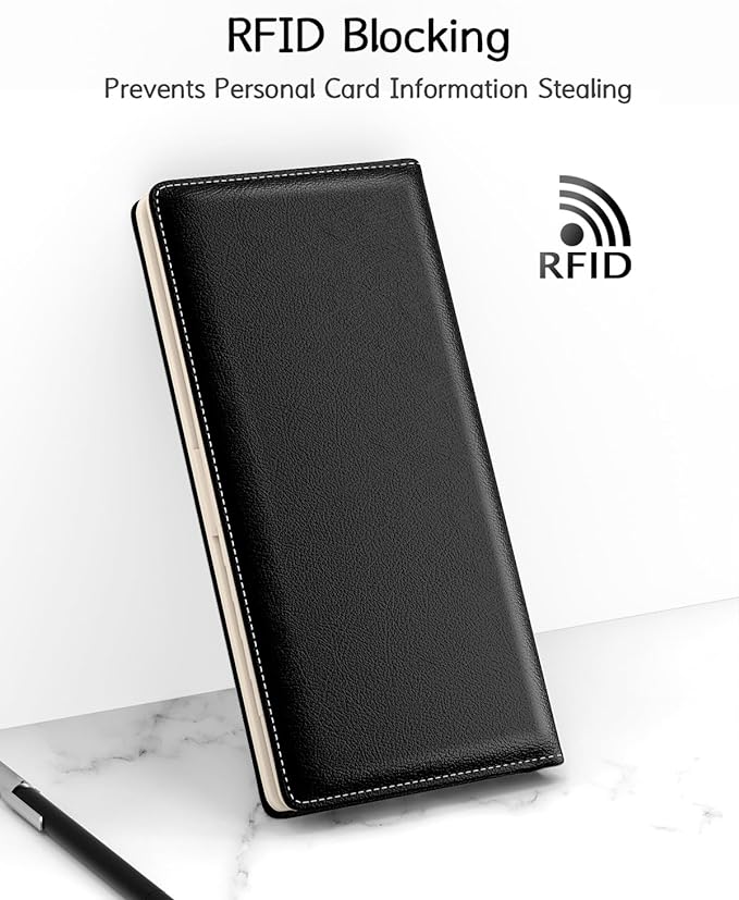 Nipichsha Womens Wallet, RFID Slim Wallets for Women, Thin Ladies Credit Card Holder Purse, Cute Leather Bifold Clutch Billfold with 11 Card Slots & ID Window, Black