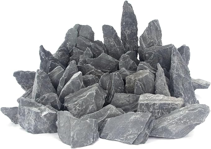 CFKJ [18 Pounds] Natural Slate Stone Rocks, 5 to 7 inch Slate Stone Rocks for Aquascaping, Aquariums, Terrariums, Amphibian Enclosures