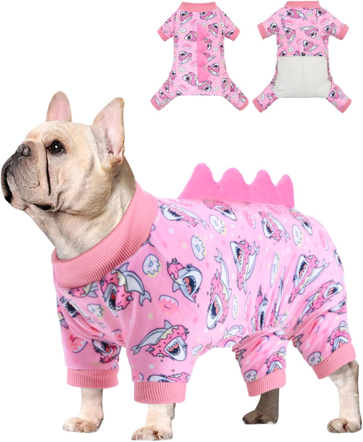 CuteBone Dinosaur Costume Dog Pajamas, Stretchy Spandex Crystal Velvet Sleepwear Coat for Small Dogs, Soft & Warm Pet Outfit Clothes for Cold Weather, Cozy Pullover Design COSP09L