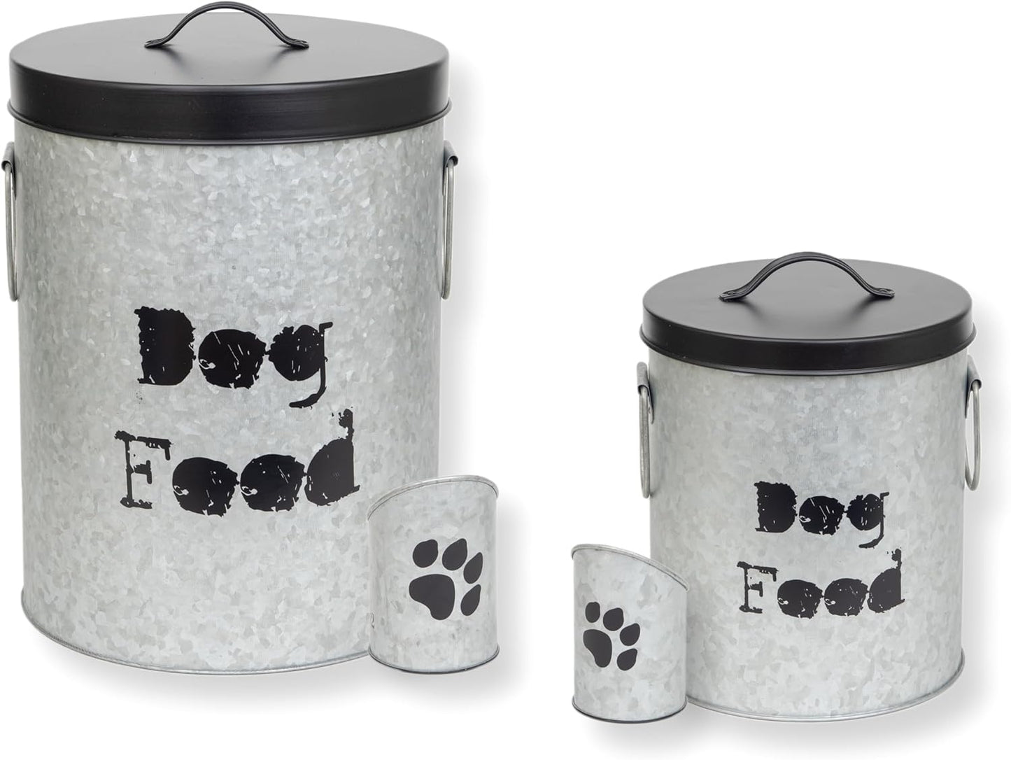 Medium & Small Dog 40lb & 20lb Pet Food Storage Canister with Scoop – Durable & Airtight for Freshnesss, Minimalist Design & Recyclable, Medium & Small Metal Container (Combo - Dog Bin - Med & Small)
