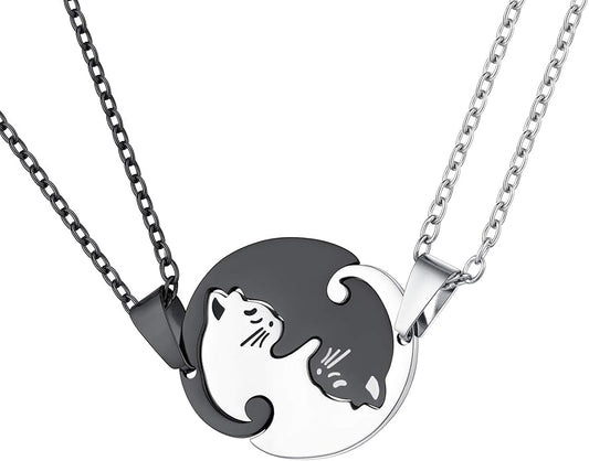 U7 Cat Pendant Necklace for Women Stainless Steel Cute Kitty Cat Jewelry Gift