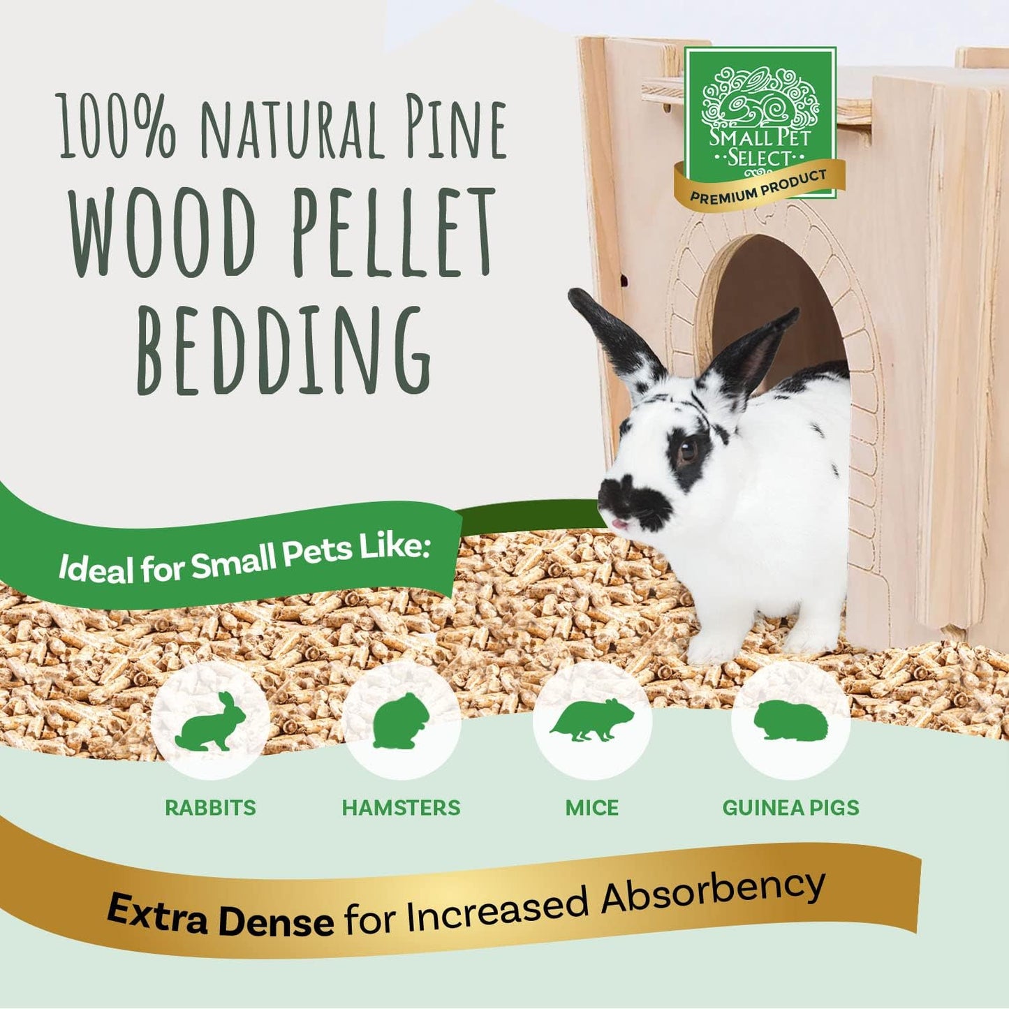 Small Pet Select Pine Pellet Bedding 8lb, Litter Pellets for Rabbit, Guinea Pig, Hamster, Bunny and other Small Animals, Made in USA, 8lb