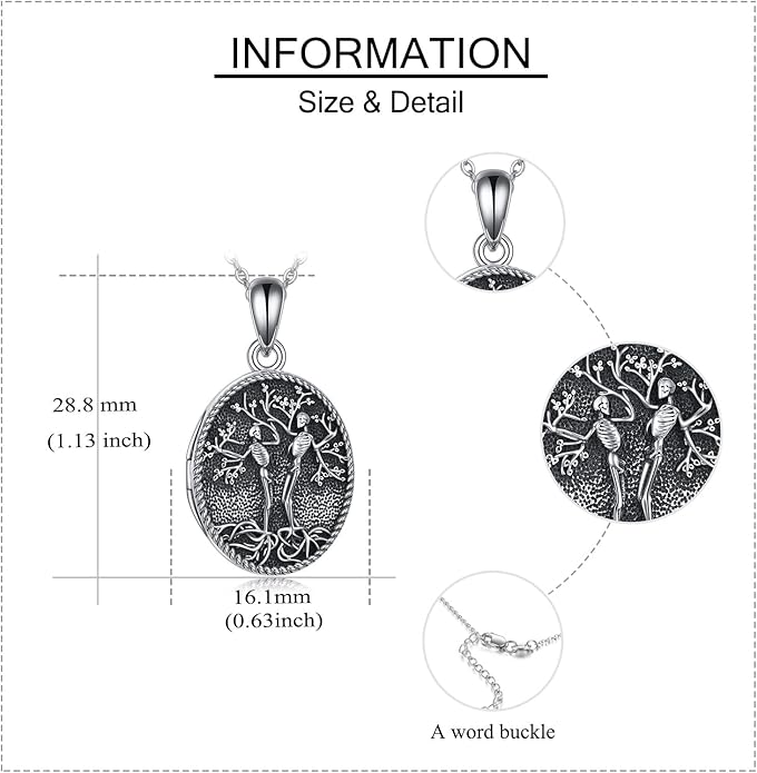 ONEFINITY Tree of Life Locket Necklace Sterling Silver Locket Necklace That Holds Pictures Tree of Life Locket Pendant for Women Wife Girlfriend
