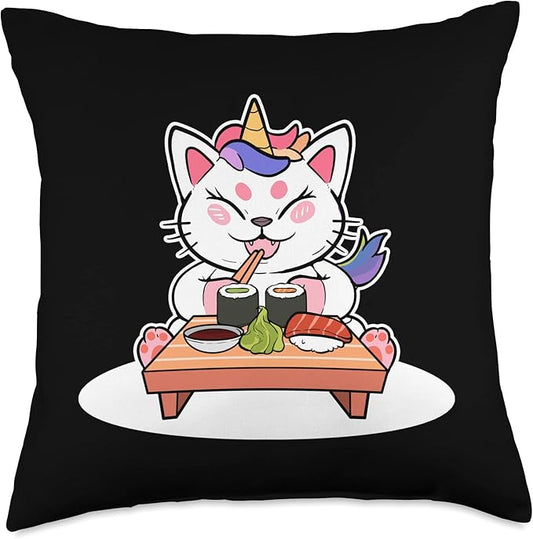 Sushi Cat Unicorn Cats Anime Figure Cute Ramen Manga Throw Pillow