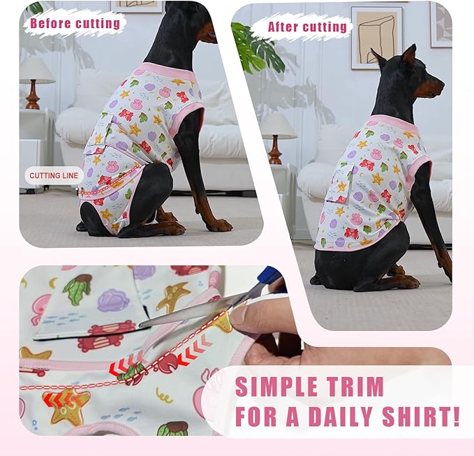 Recovery Suit for Dogs After Surgery, Professional Dog Surgical Suit for Female Spay, Male Neuter, E-Collar & Cone Alternative Dog Onesie for Abdominal Wounds Skin Disease, Jellyfish, XL