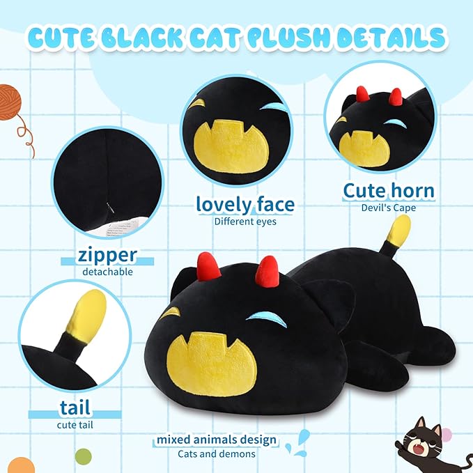 Cat Stuffed Animal, Cute Yellow Cat Plush Toy Pillow Soft Cat Stuffed Animal Kawaii Plushie Toy 50CM/19.7Inch