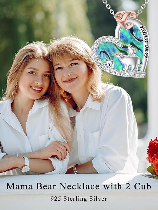 Mothers Day Gift for Mom 925 Sterling Silver Mama Bear/Dinosaur/Cat/Bird/Chicken Necklace with 1 2 3 4 5 Cubs Jewelry for Women Wife Grandma