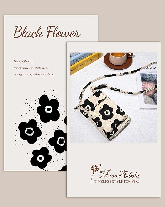 Cute Crossbody Purse Cell Phone Bags for Women - Leather Cellphone Wallet Purse with Handle Rope and Adjustable Shoulder Rope