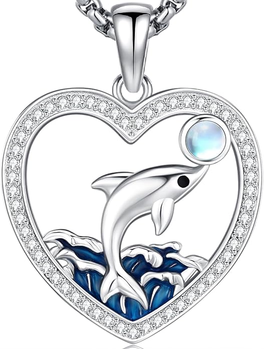 Black Cat/Dolphin/Bat Necklace Animal Pendant 925 Sterling Silver Cute Animal Jewelry Graduation Gifts for Women Men Animal Lovers Christmas Holiday Birthday Fathers Day