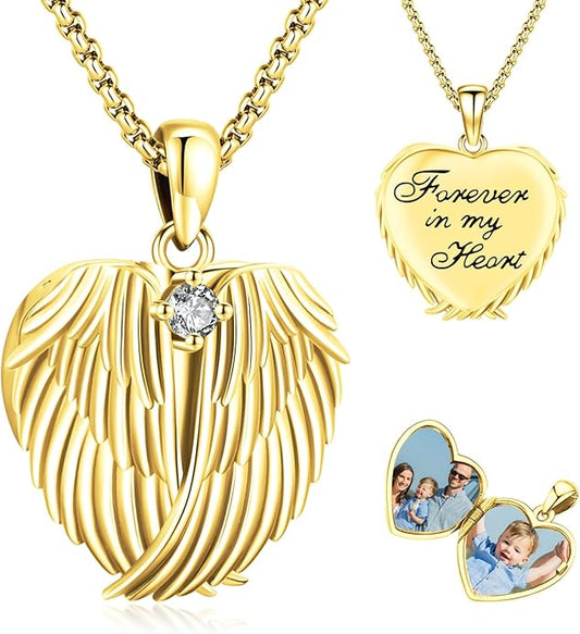 Picture Locket Necklace for Women Men Rose 14K Real Gold 925 Sterling Silver Jewelry Heart Locket Necklace that Holds Pictures Tree of Life Viking Wolf Celtic Knot St Christopher St Michael Pendant