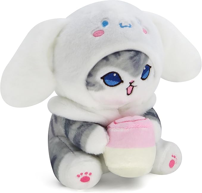 Kawaii Shark Cat Plush Toy Stuffed Animal Doll, Soft Pillow for Boys & Girls (Cat-D, 20cm/7.8in)