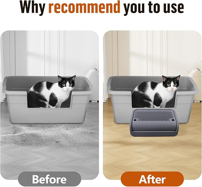 Cat Litter Box Step, Cat Litter Box Ramp Mat with Filter Function for Self-Cleaning Cat Litter Box, Easy to Clean, Cat Pedal Step Stool Ideal for Kitten & Elderly Cats (Dark Grey)