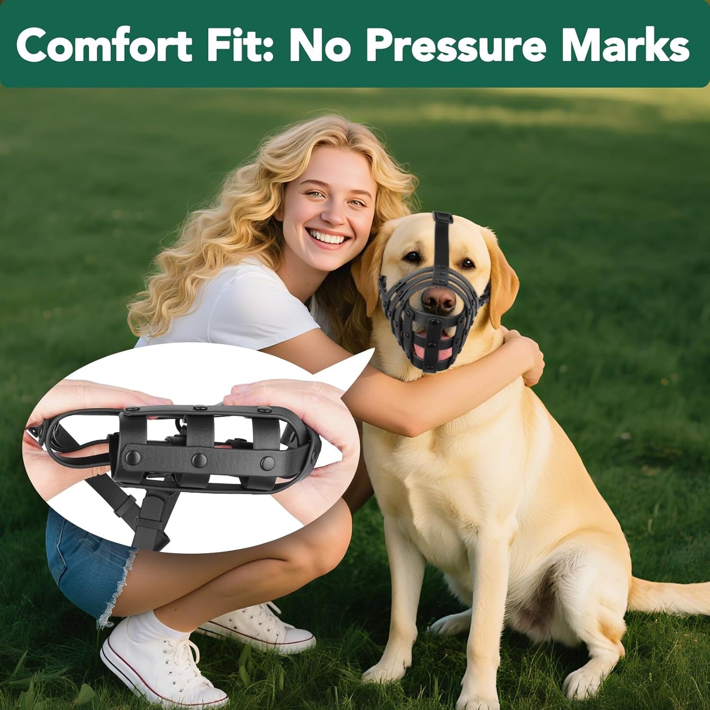 Mayerzon Dog Muzzle for Medium Large Dogs, Humane Basket Muzzle, Soft & Lightweight & Adjustable | Anti Biting Chewing Eating, Suits Training Walks Grooming Vet Visits, Drink & Pant Easily (Black, M)