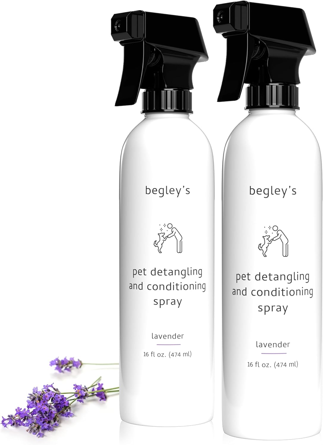 Begley's Pet Detangling Spray - Premium Essential Oil Scented Detangler Spray for Dogs, Puppies & Cats - Dog Leave in Conditioner Spray - Dematting Spray for Dogs & Pets - 16 oz, Lavender