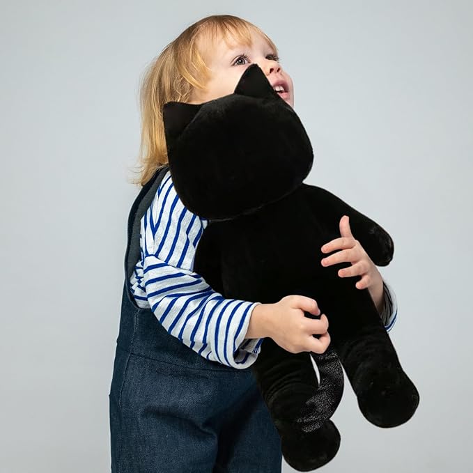 Cuddly Cat Stuffed Animal Toy, Soft Huggable Plush Pillow for Boys Girls Kids Girlfriend Ideal Valentines Day Gifts (Black,37 inch)