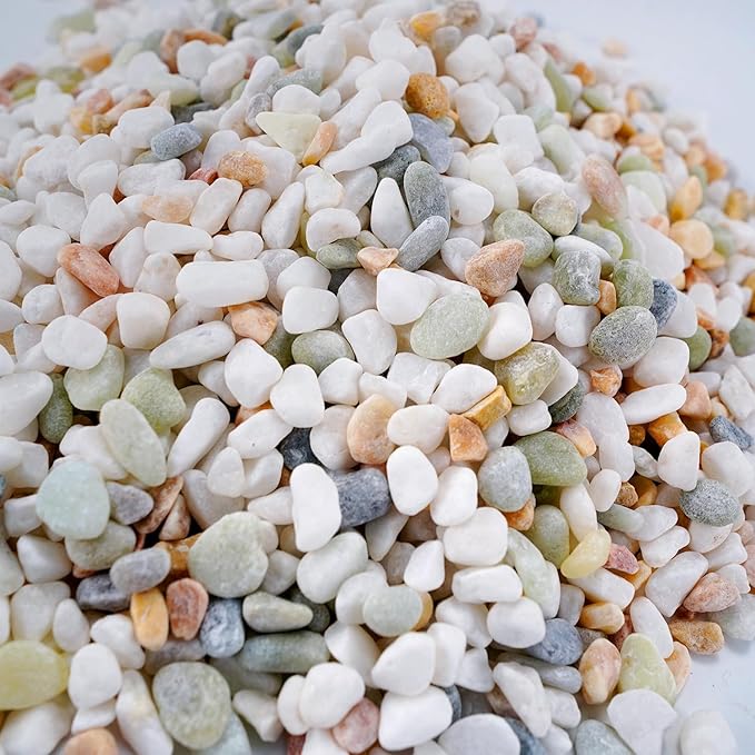 Mixed Color Decorative Rocks Stones Pebbles for Plants Garden Gravel White Rocks with Yellow, Green Pastel Accents Vase Filler Rocks Natural Stone Top Dressing for Potted Plants Succulents 2.2 lbs