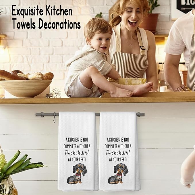 Dachshund Dog Gifts Kitchen Decor Towels 16″×24″,Dog Lovers Gifts for Girls Mom Women, A Kitchen is Not Complete Without a Dachshund at Your Feet Bathroom Kitchen Dish Hand Towels 052
