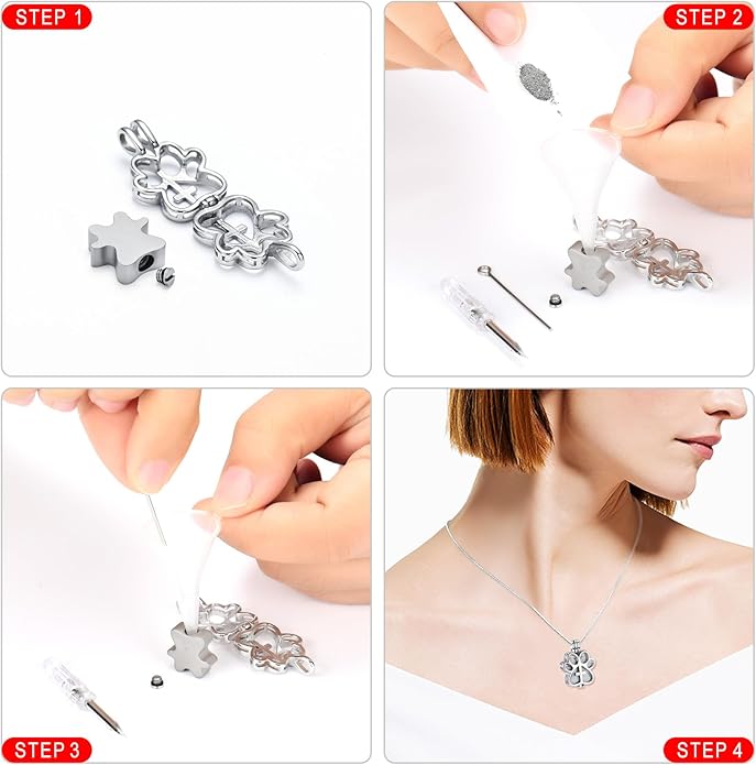 Pet Cremation Jewelry for Dog/Cat Paw Stainless Steel Memorial Locket Urn Necklace with Hollow Urn Cremation Jewelry for Ashes
