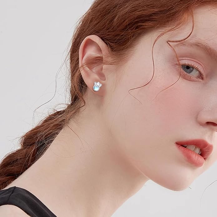 Sterling Silver Cat / Cow / Pig / Bunny / Squirrel / Giraffe / Highland Cow / Lion / Chicken / Ladybug / Star / Moon Stud Earrings for Women Cute Animal Post Earrings Hypoallergenic Animal Jewelry Gift for Teens Girls