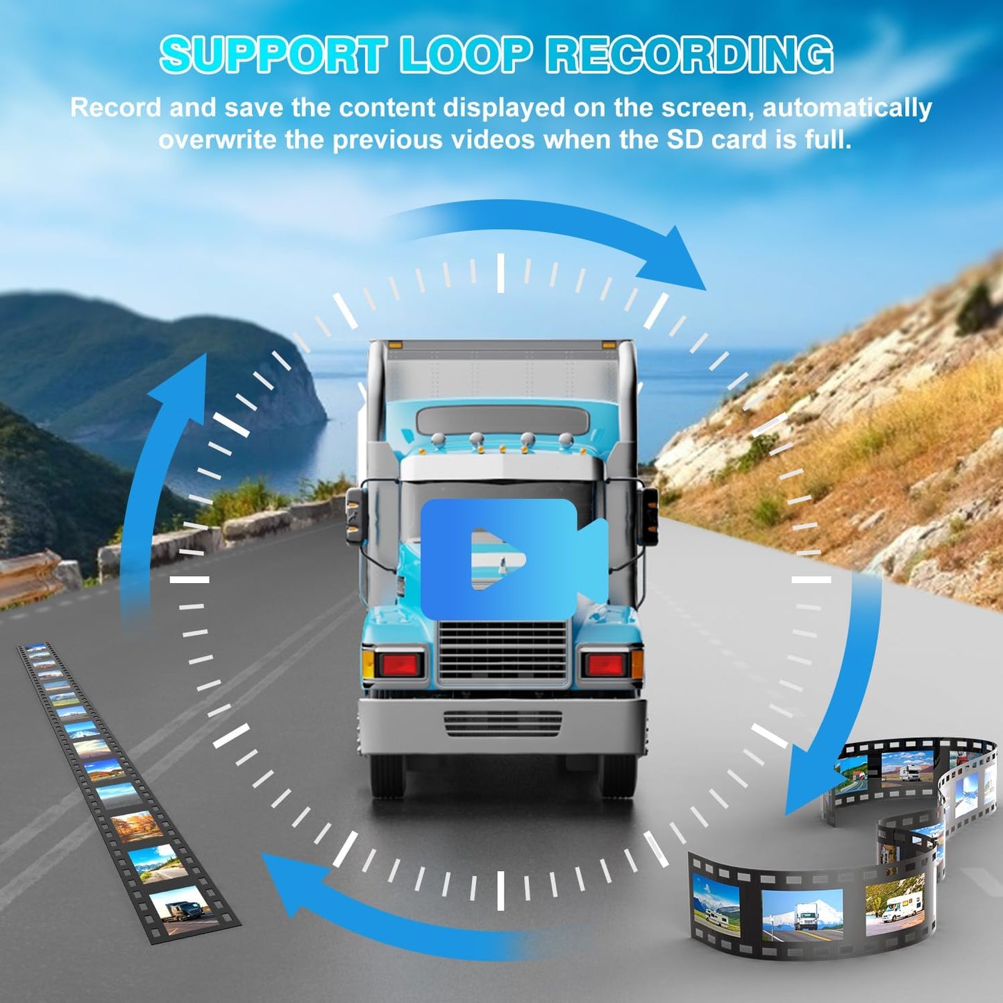 Fookoo HD 10" Wireless Backup Camera System, 1080P 10-inch Quad Split Monitor w/Recording, Waterproof Side & Rear View Cameras, 4 Channel, Digital Signal, Parking Lines for RV/Truck/Trailer