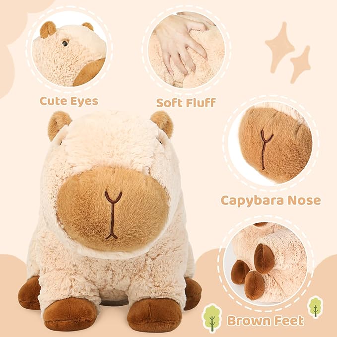 Cute Capybara Plush Pillows Kawaii Soft Capybara Stuffed Animals Capybara Plushie Birthday for Kids(13.7in)