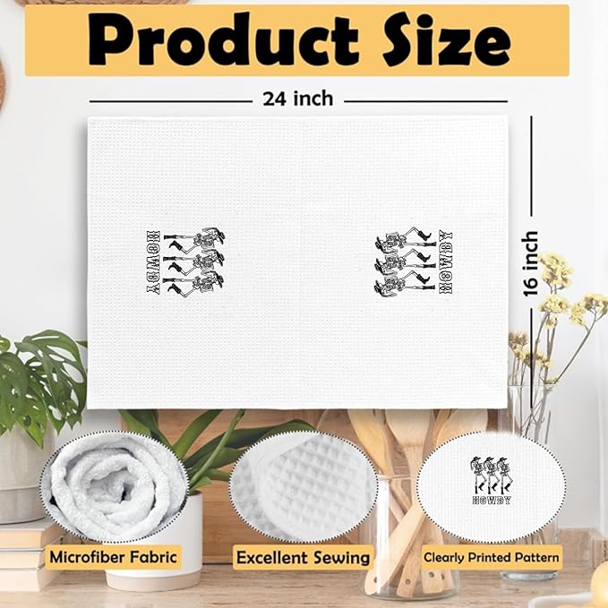 Preppy Howdy Skeleton Halloween Bathroom Kitchen Hand Decor Towels 16″×24″, Halloween Kitchen Towels Decor, Funny Skeleton Housewarming Gifts