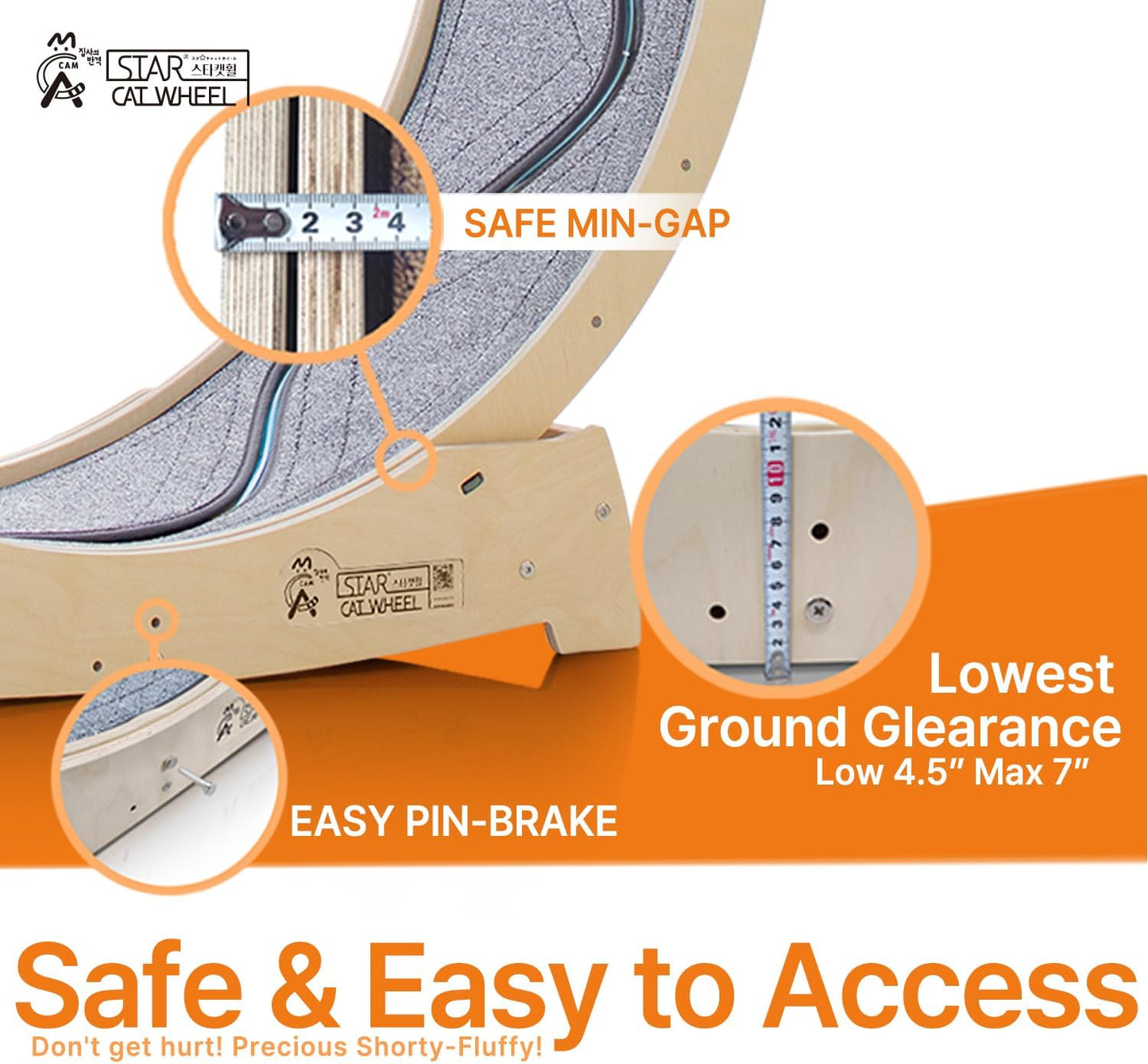 Star Cat Wheel, Cat Treadmill, Exercise Wheel for Running, Spinning, Scratching, and Climbing for Indoor Cats, Premium Birch Wood, Eco-Friendly, Moving Fish, Wide Running Track, 47.2 inch XL Size