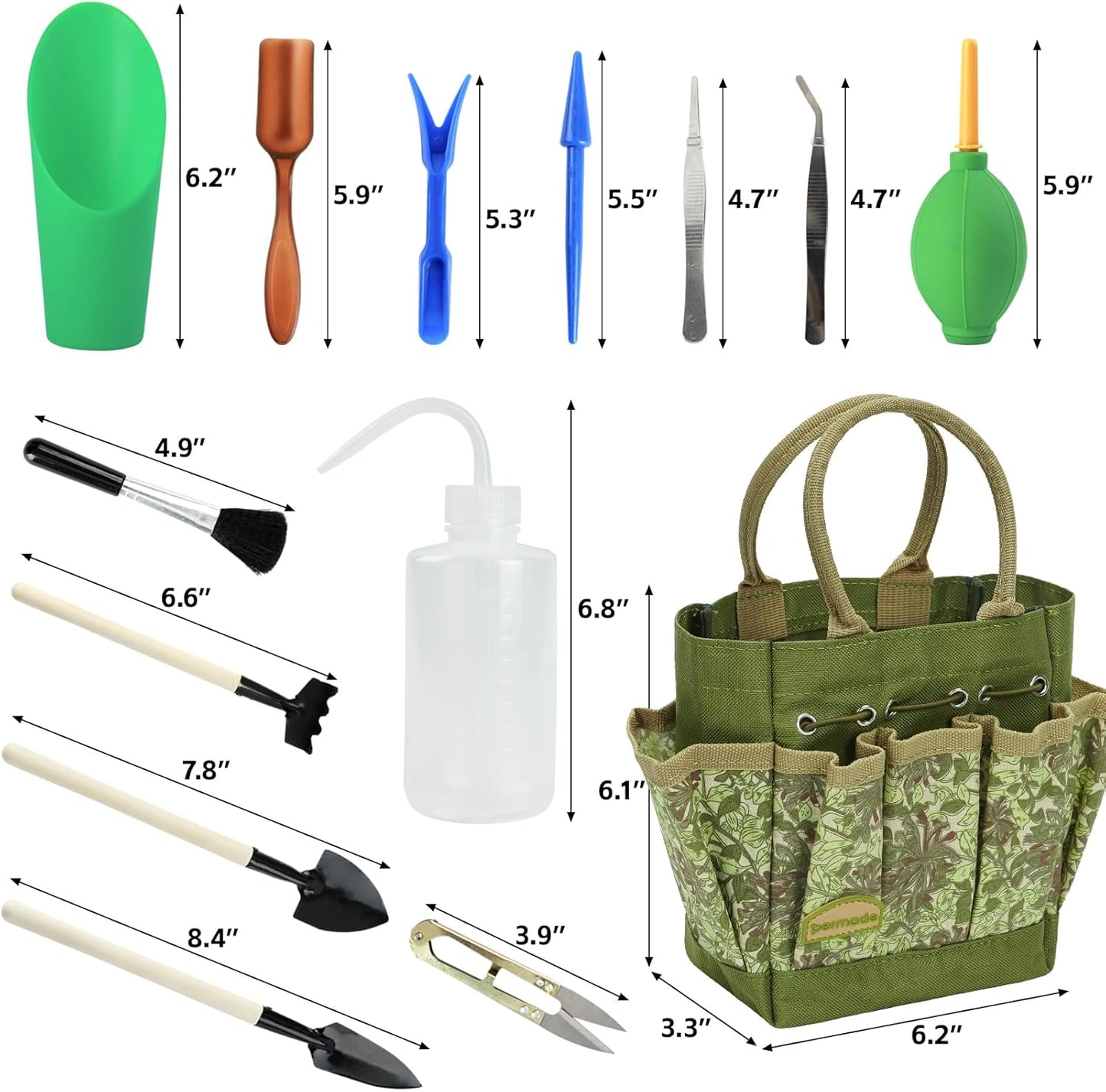 Succulent Tools Kit with Organizer Bag- 13Pcs Indoor Gardening Tools |Mini Succulent Hand Tools with Tote, Succulent Transplanting Supplies, Present for Gardeners Plant Care (Honeysuck)