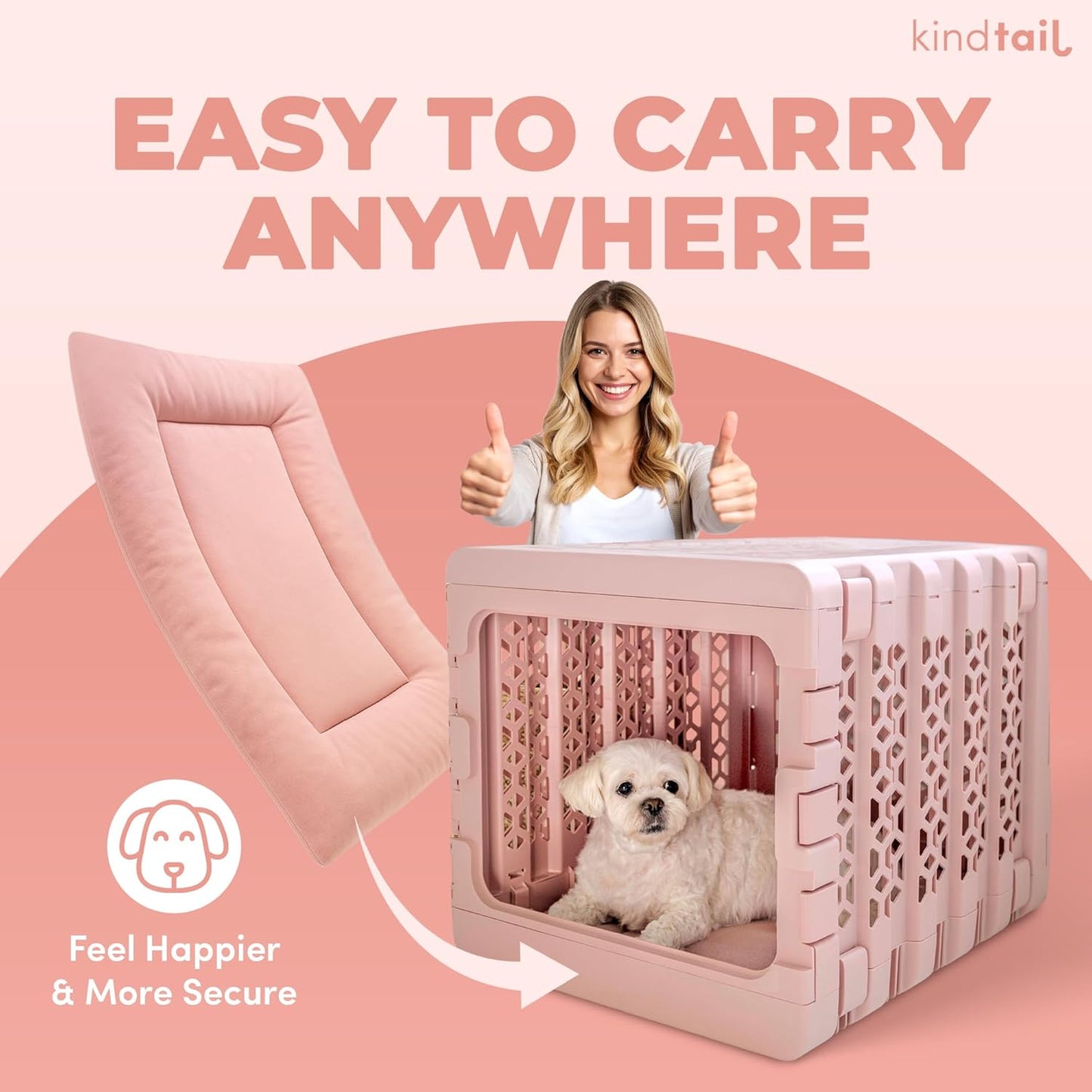 KindTail Dog Crate Pad - Soft Velvet, Reversible Bed - Machine Washable Kennel Mat for Pets up to 15 lbs, Mattress for Cozy Sleeping - 20” x 15” x 1” (Light Green, Small)