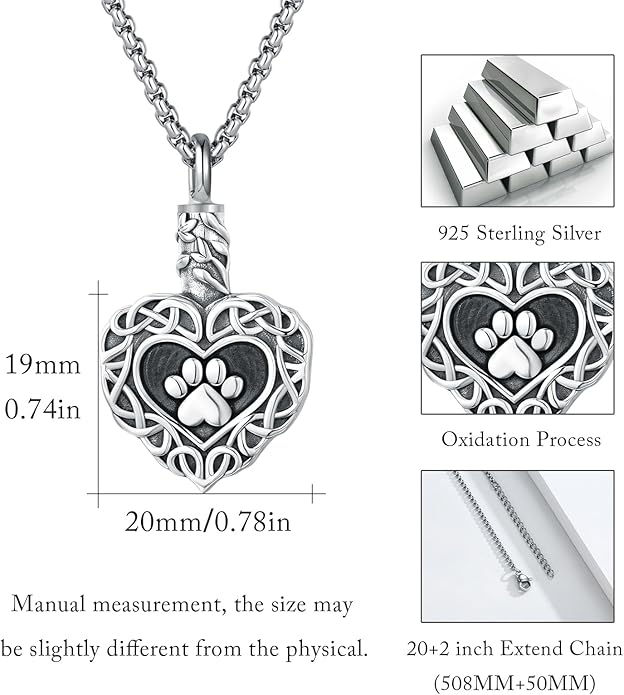 CUOKA MIRACLE Urn Necklace Ashes Sterling Silver Skull Urn Necklace Personalized Cremation Memorial Skull Ash Keepsake Pendant Cremation Jewelry