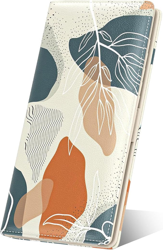 Nipichsha Womens Wallet, RFID Slim Wallets for Women, Thin Ladies Credit Card Holder Purse, Cute Leather Bifold Clutch Billfold with 11 Card Slots & ID Window, Abstract Boho Leaf