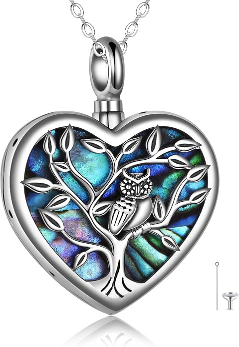 ONEFINITY Sterling Silver Always in My Heart Owl Urn Necklace for Ashes Owl Cremation Jewelry for Ashes of Loved Ones Keepsake Jewelry