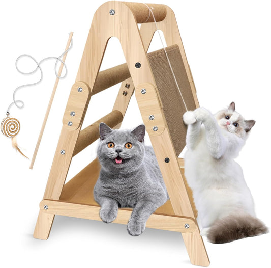 Cats Scratching Pads Cat Climbing Frame Multifunctional Kitten House Toys All-in-one Wooden Climbing Ladder Summer Kitty Litter Scratch-Resistant Corrugated Paper (with Wooden Cat Teaser)