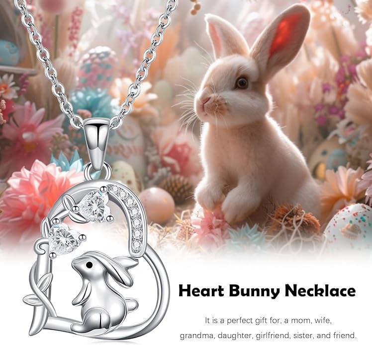 Heart Animal Necklace 925 Sterling Silver Cute Animal Pendant Jewelry Birthday Gifts for Women Girlfriend Mom Animal Lovers