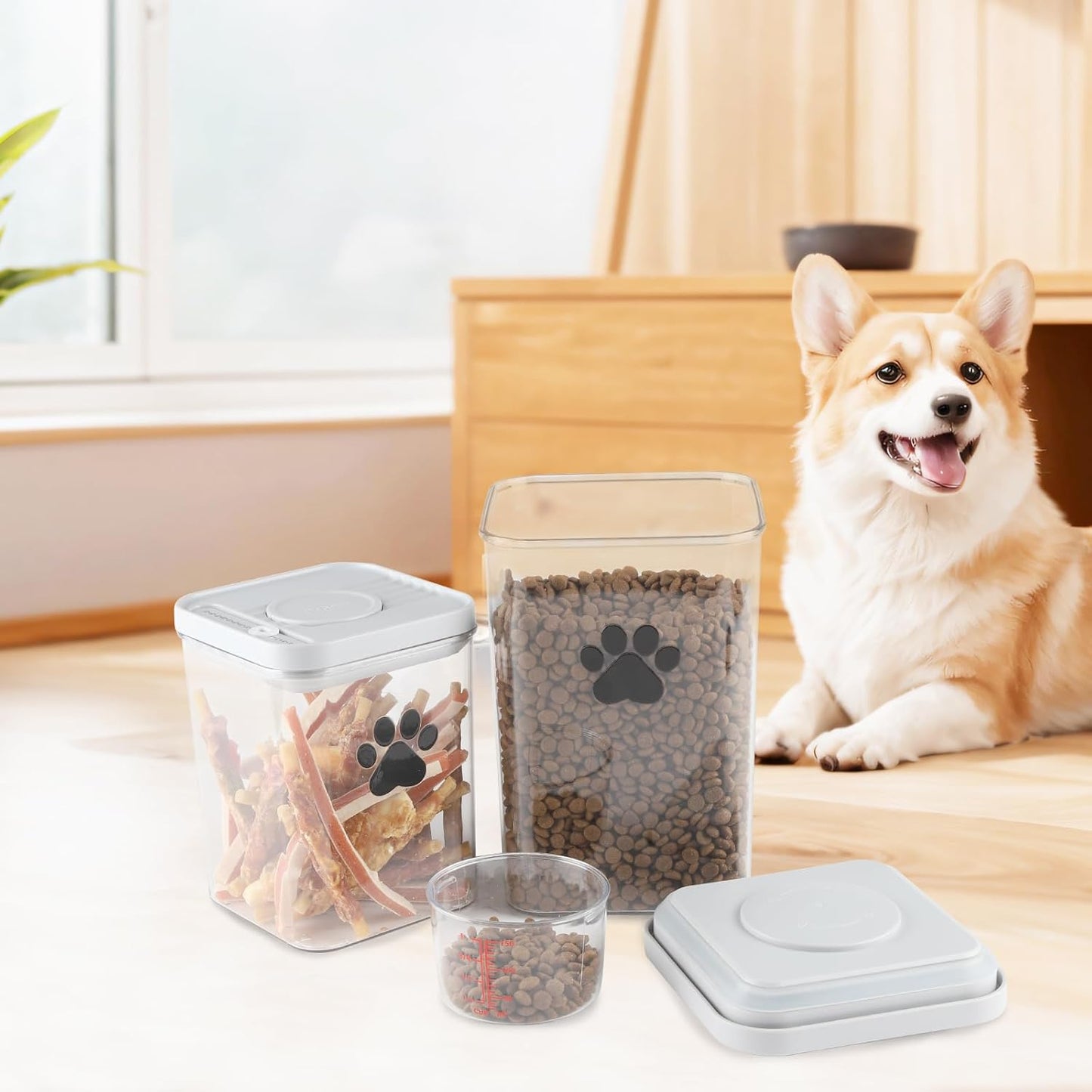 2-Pack Dog Treat Storage Container Set 78oz+48oz | Airtight Pet Treat Canisters for Cats & Dogs, Kitchen Counter Jar, BPA-Free, Dog Cookie Treats Jars with Lid, Keeps Treats Fresh & Crunchy
