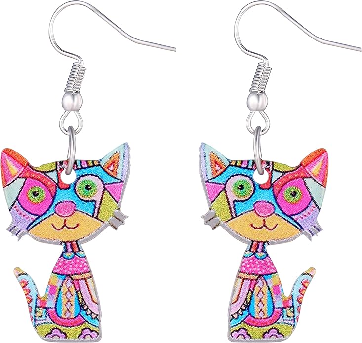 Cute Cat Earrings Stud Pearl Earrings for Women Mouse Cubic Zircon Hypoallergenic Earrings Christmas Birthday Gift