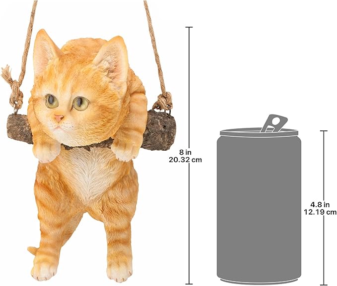 Design Toscano Orange Tabby Kitty on a Perch Hanging Cat Sculpture