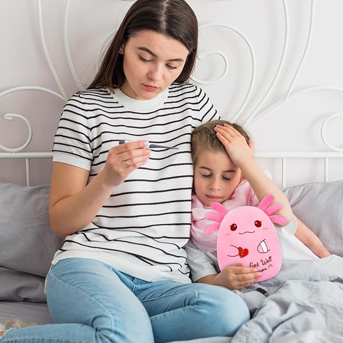 Get Well Soon Axolotl Plush Toy, Pink Axolotl Get Well Soon Gift for Kids Women,Soft Stuffed Animal Cute Pink Huggable Pillow Kawaii Plushies Gift for Girls Boys