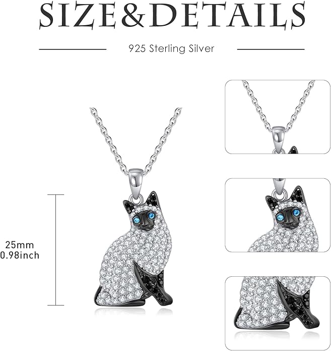 Cat Necklaces 13 Breeds of Cats Necklaces S925 Sterling Silver Cat Pendant for Women